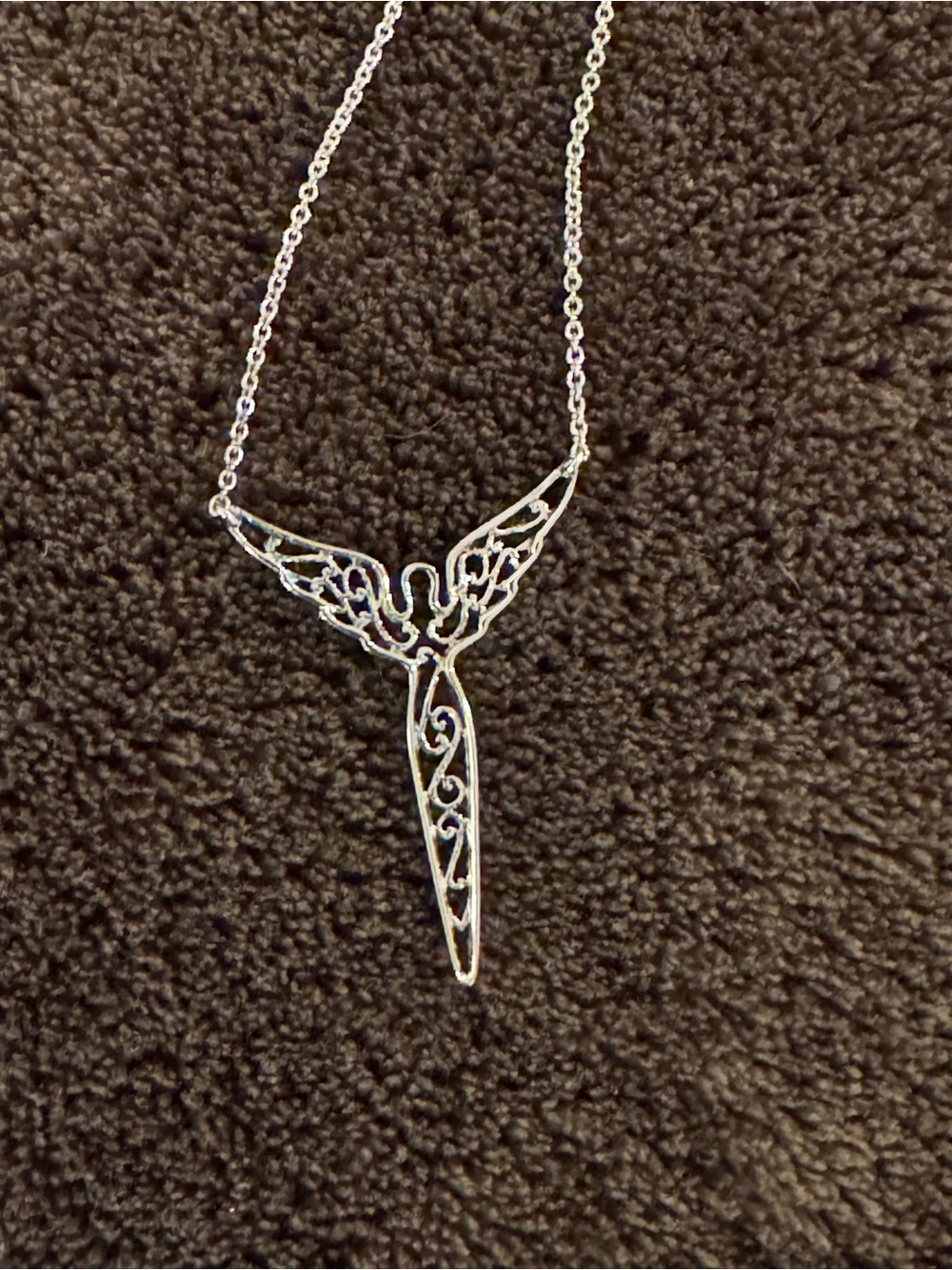 Angel Wing Pendant Necklace in Silver